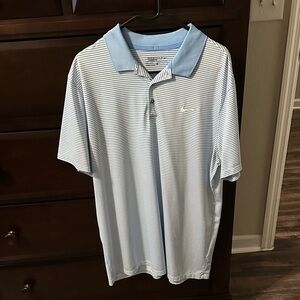 Nike Men's Light Blue and White Polo Shirt